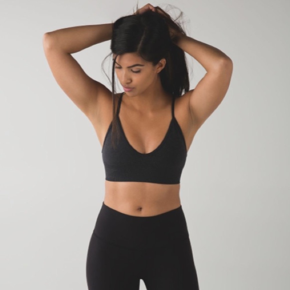 EUC Lululemon Ebb to Street bra, 6, Heathered Black